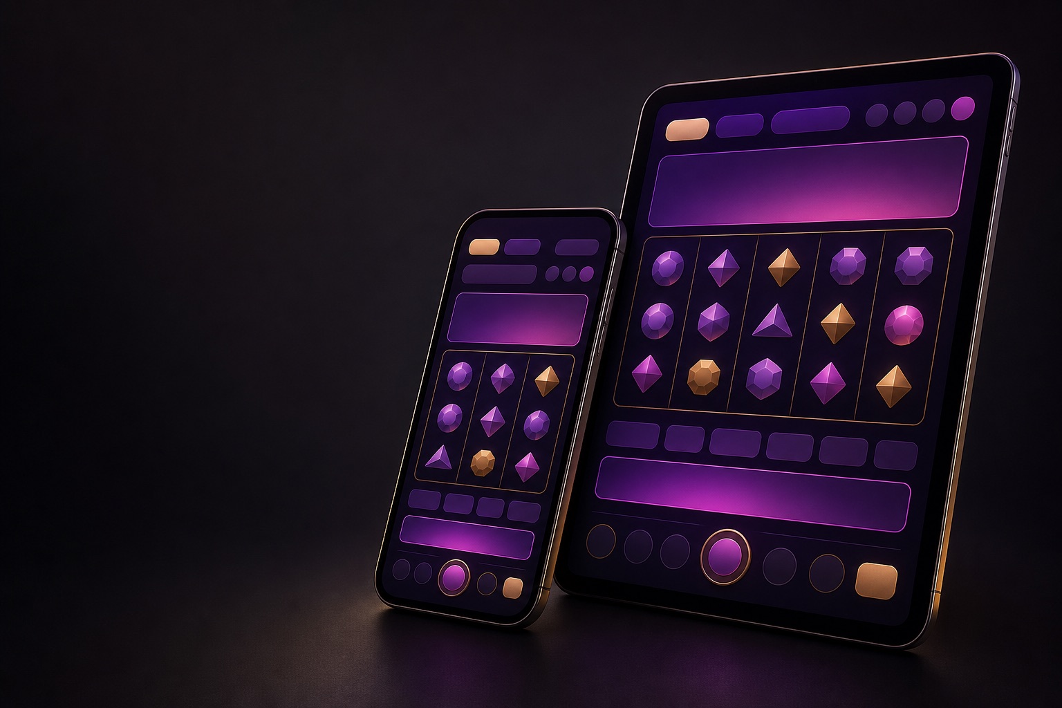 Responsive casino interface on a smartphone and tablet