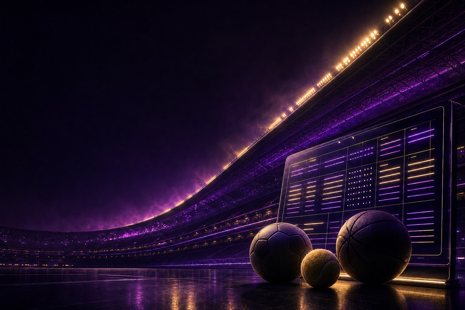 Sports betting hub with football, tennis and basketball themes